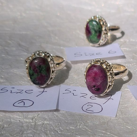 Ruby Zoisite ring sterling silver -Unique gemstone ring - Picture 14 of 16